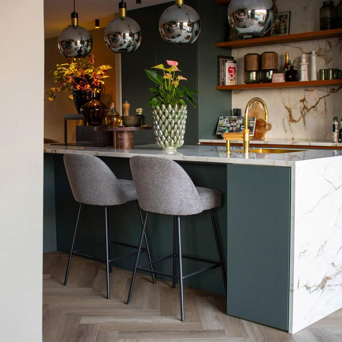 Barstuhl – Texture Stoff, Metall Gestell, Graue Farbe - Lucy | Kick Collection