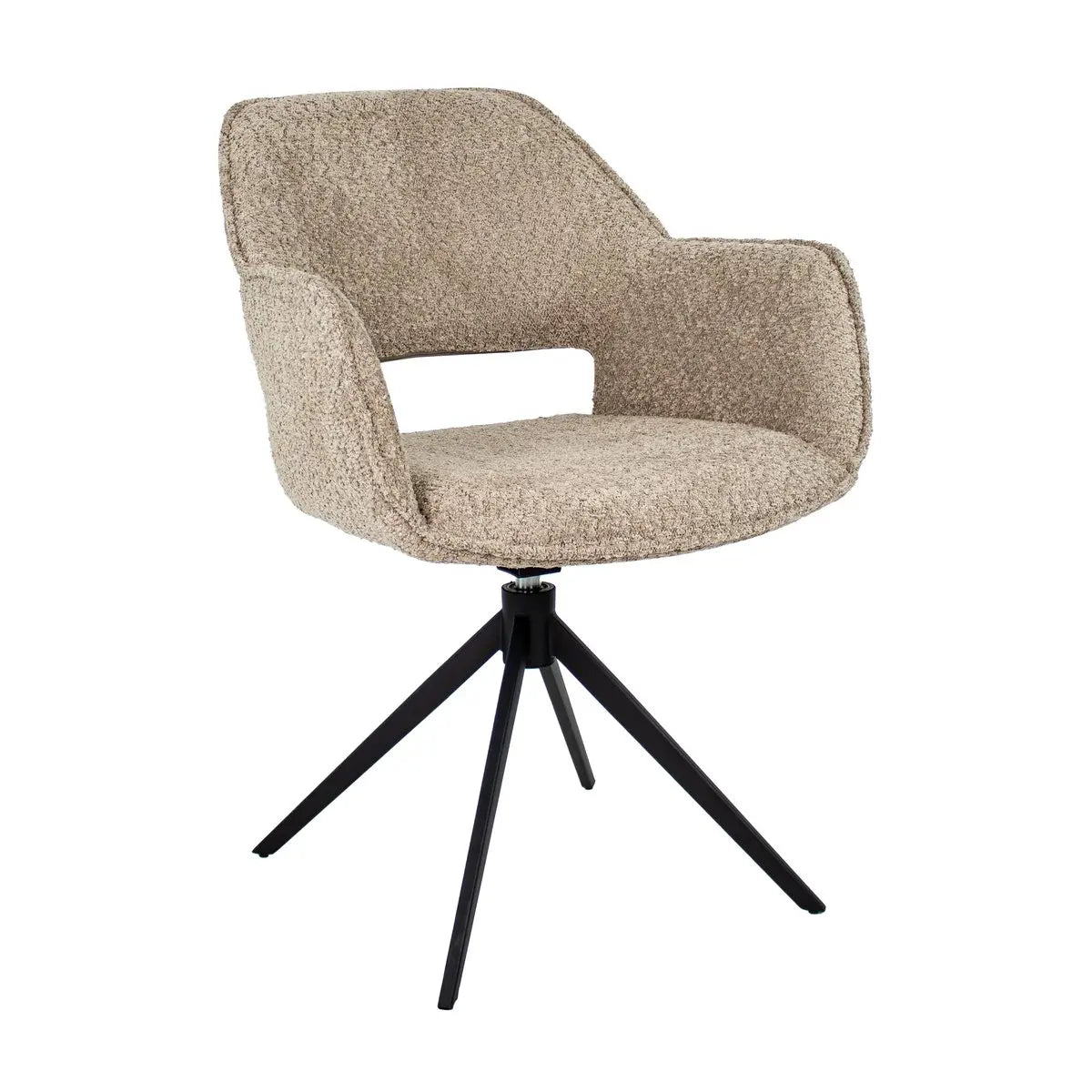 Drehstuhl – Bouclé Stoff, Schwarzes Metallgestell, Beige Farbe - Owen | Kick Collection