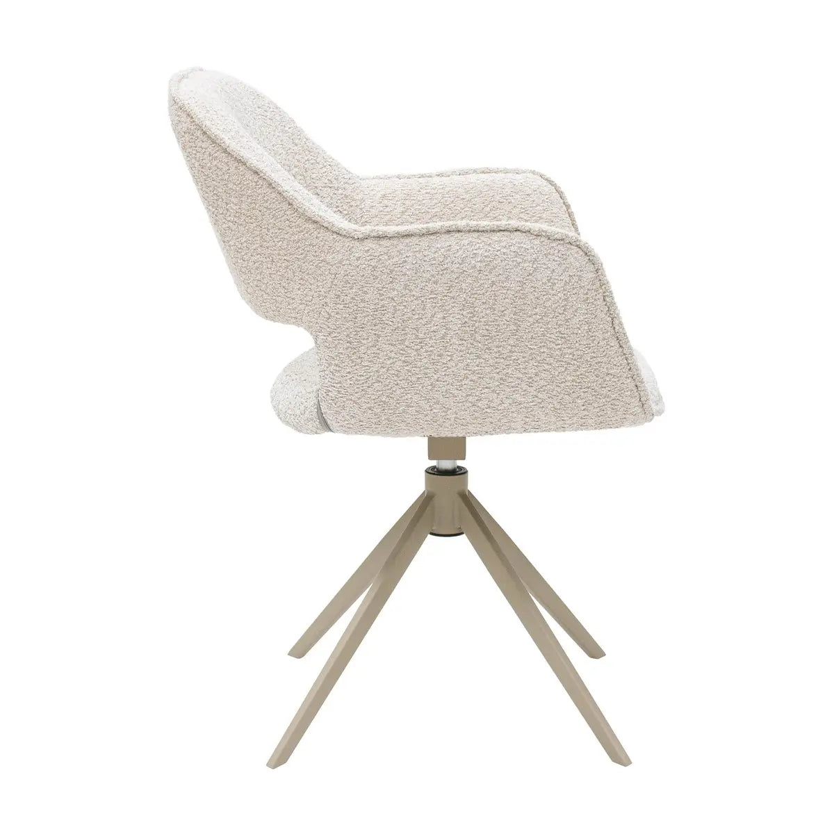 Drehstuhl – Bouclé Stoff, Taupe Metallgestell, Creme Farbe - Owen | Kick Collection