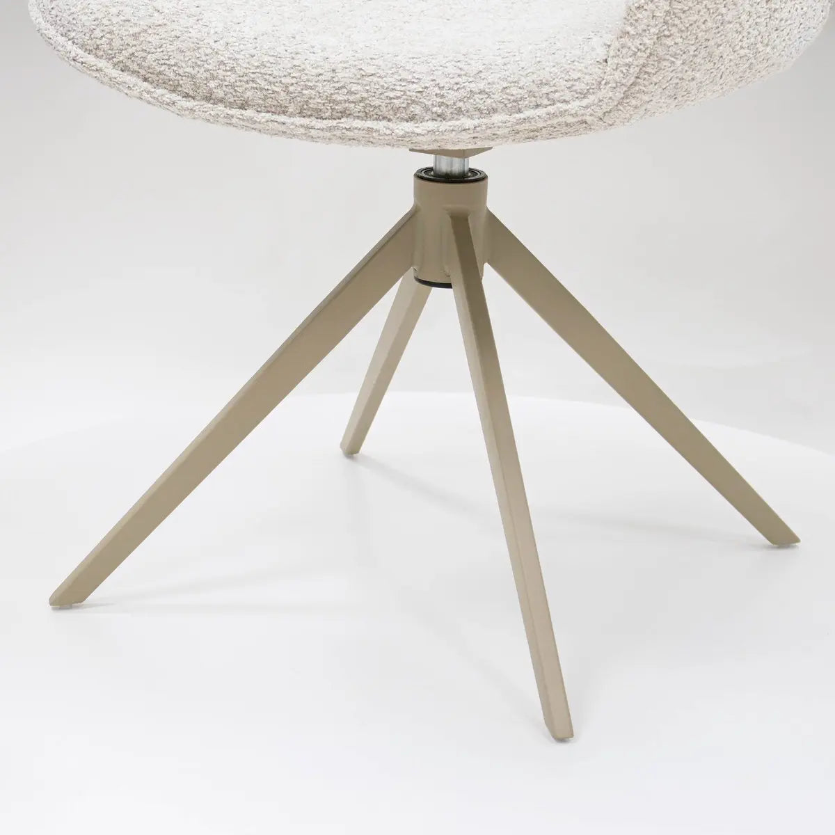 Drehstuhl – Bouclé Stoff, Taupe Metallgestell, Creme Farbe - Owen | Kick Collection