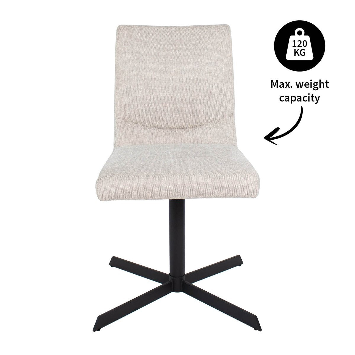 Drehstuhl – Texturstoff, Metallrahmen, 360° Drehfunktion, Champagner - Sam | Kick