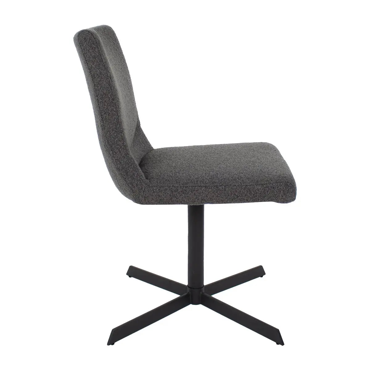 Drehstuhl – Bouclé Stoff, Metallrahmen, 360° Drehfunktion, Dunkelgrau - Sam | Kick