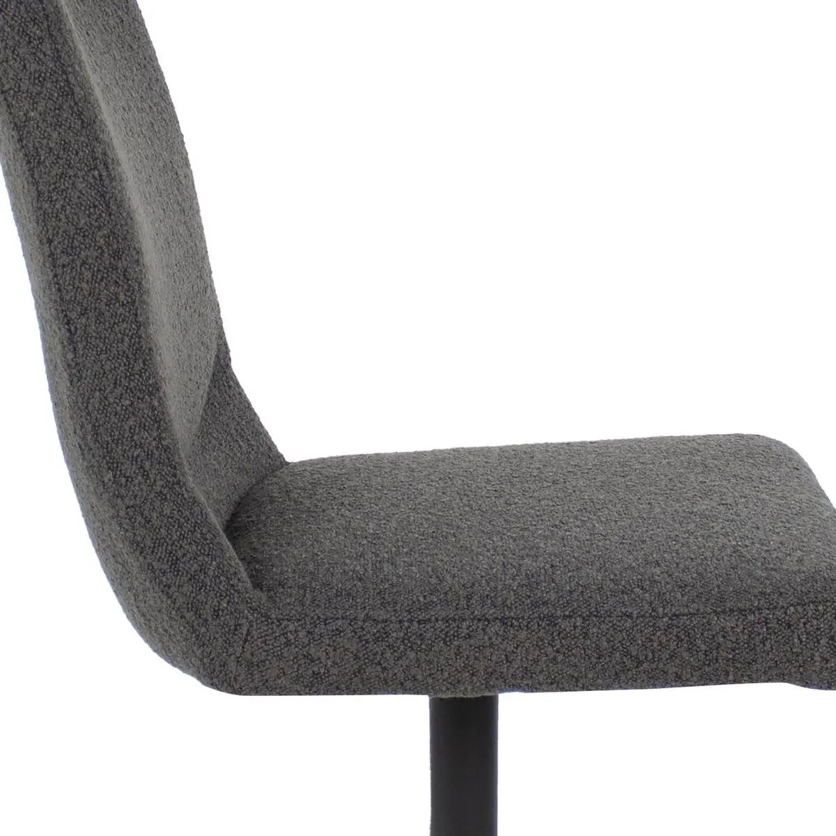 Drehstuhl – Bouclé Stoff, Metallrahmen, 360° Drehfunktion, Dunkelgrau - Sam | Kick