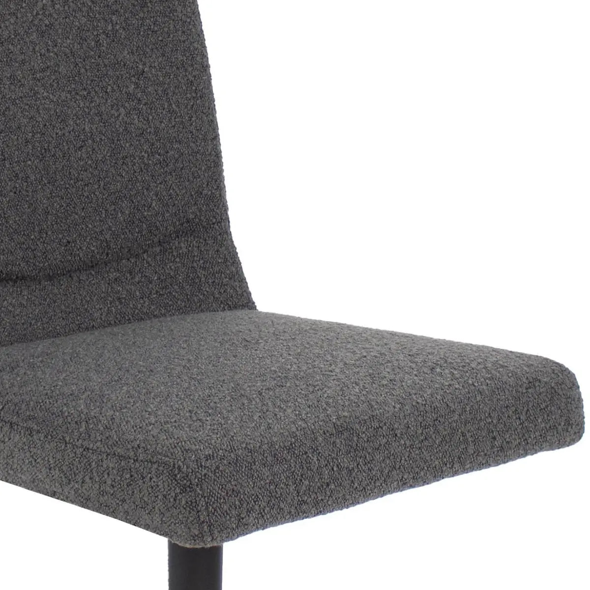 Drehstuhl – Bouclé Stoff, Metallrahmen, 360° Drehfunktion, Dunkelgrau - Sam | Kick