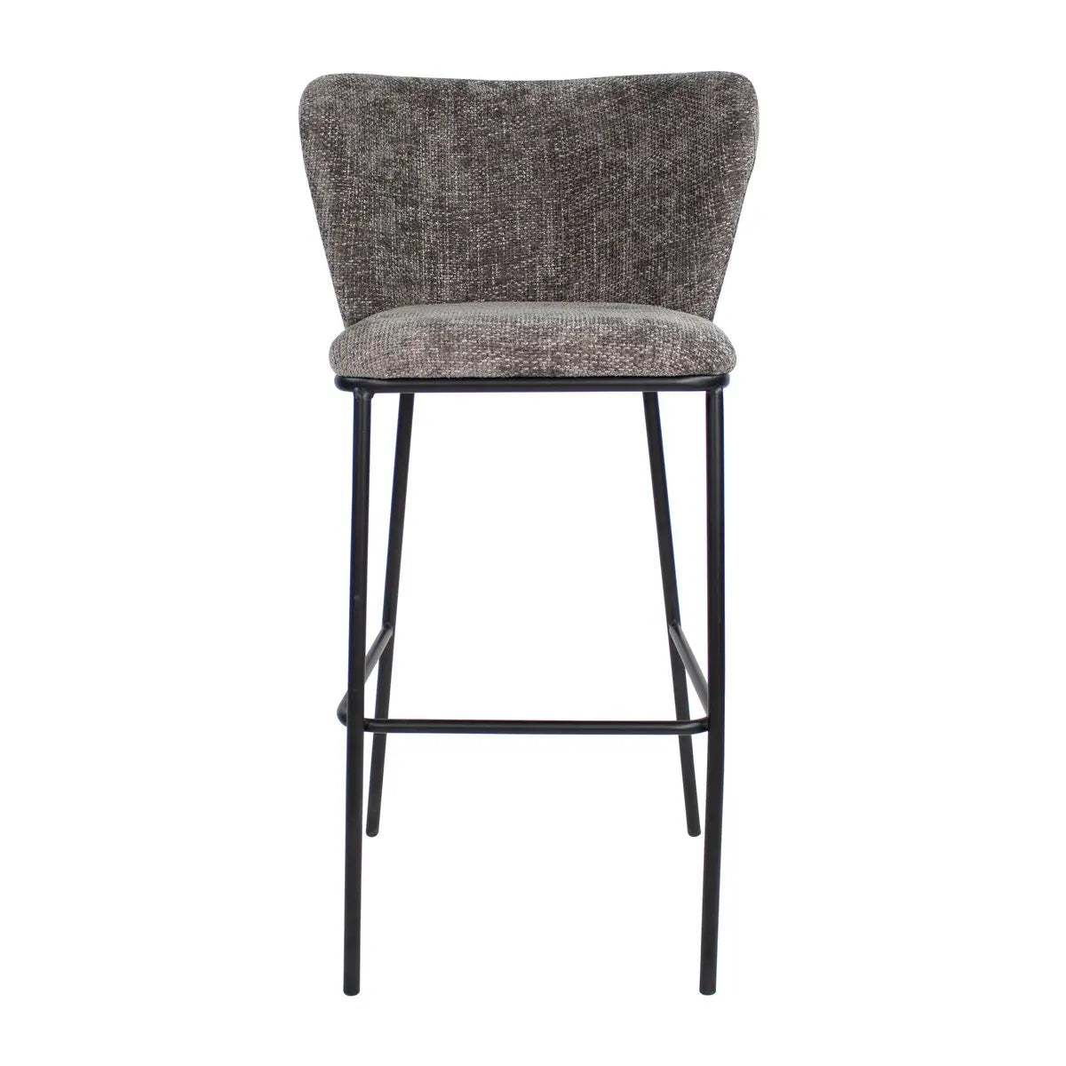 Barhocker – Dunkelgraue Farbe, Chenille Stoff, Breite Rückenlehne - Bo | Kick Collection