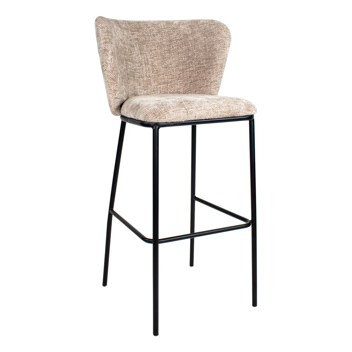 Barhocker – Champagner Farbe, Chenille Stoff, Breite Rückenlehne - Bo | Kick Collection