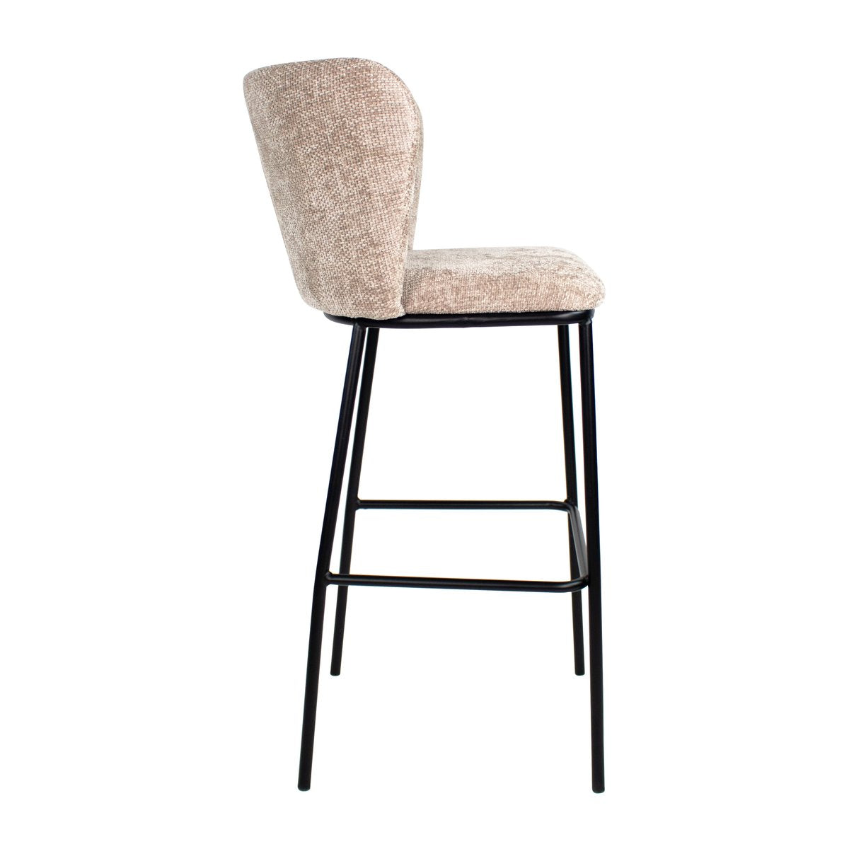 Barhocker – Champagner Farbe, Chenille Stoff, Breite Rückenlehne - Bo | Kick Collection