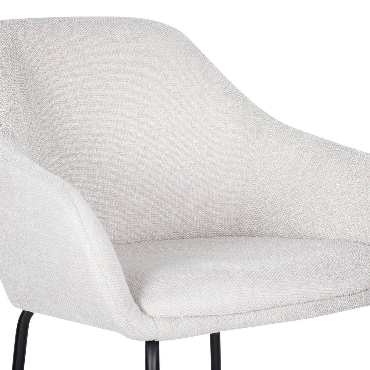 Bar Stool with Textured Fabric Upholstery, Armrests, Black Metal Frame, Comfortable Seat – Suus | Kick Collection