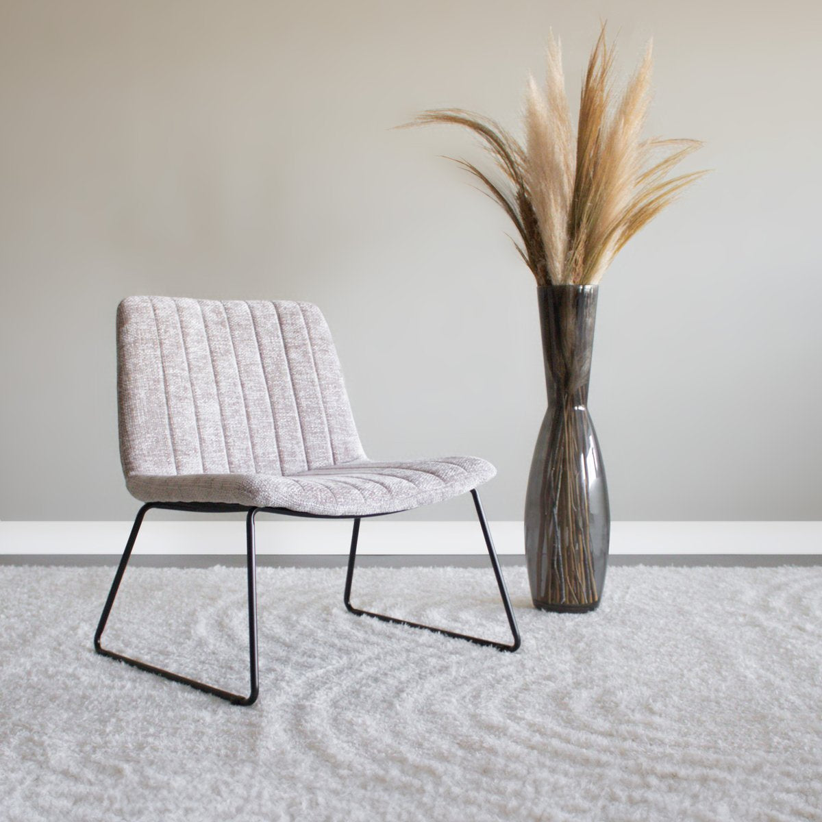 Sessel – Chenille Stoff, Metallgestell, Champagner Farbe - James | Kick Collection
