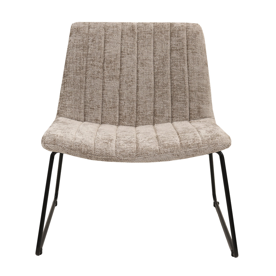 Sessel – Chenille Stoff, Metallgestell, Champagner Farbe - James | Kick Collection