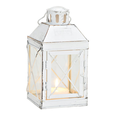 Lantern made of metal & glass, White finish, Timeless-modern design | Wurm