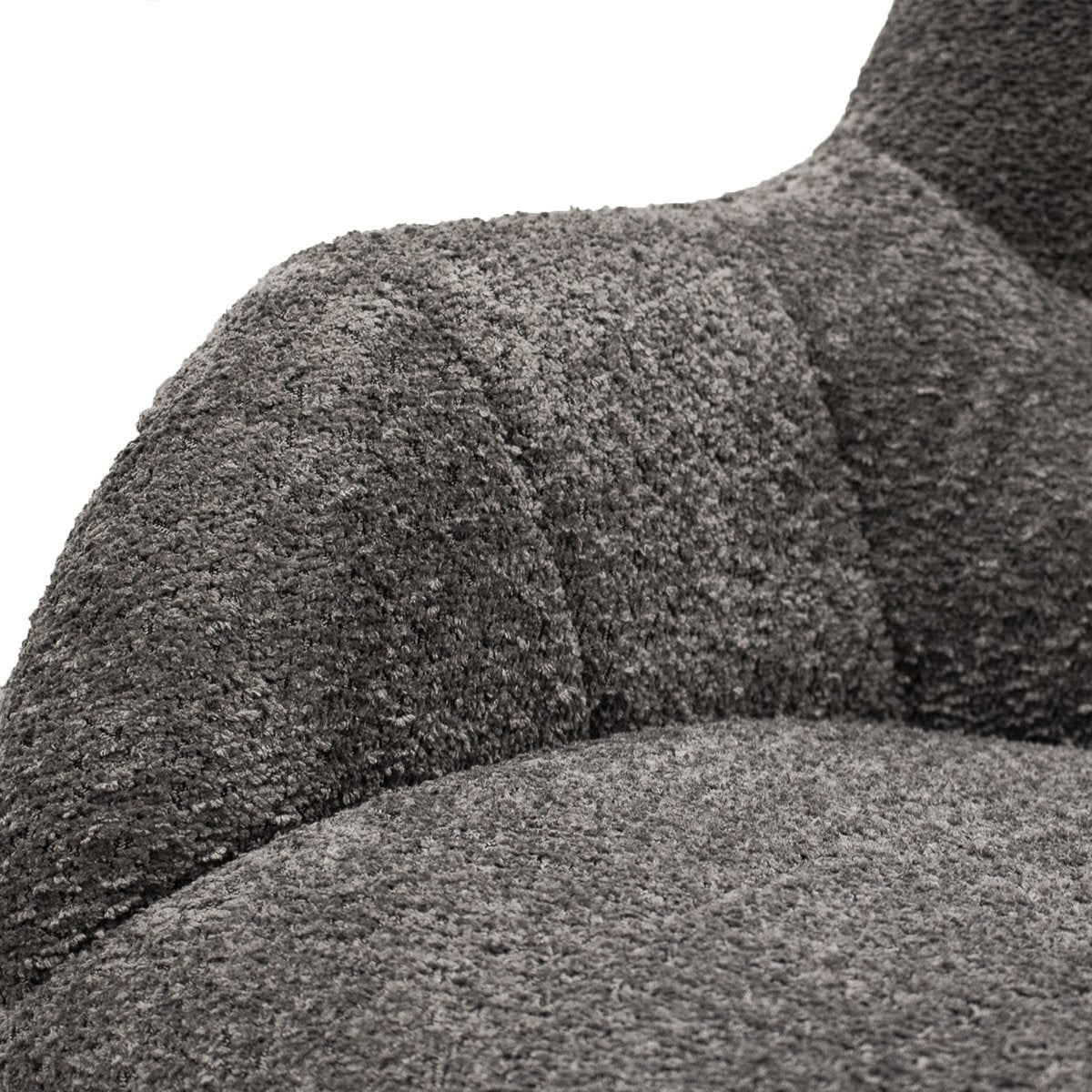Esszimmerstuhl – Dunkelgraue Farbe, Bouclé Bezug, 360° Drehfunktion - Fer | Kick Collection