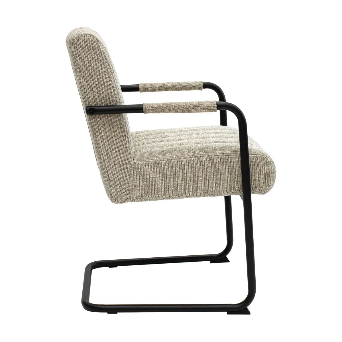 Sessel – Texture Stoff, Schwarzes Rohrgestell, Beige Farbe - Isa | Kick Collection