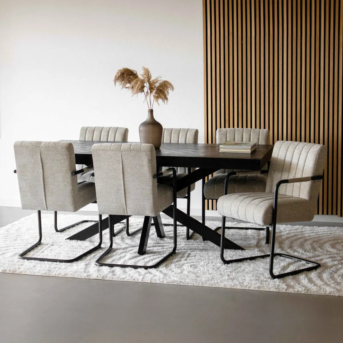 Sessel – Texture Stoff, Schwarzes Rohrgestell, Beige Farbe - Isa | Kick Collection