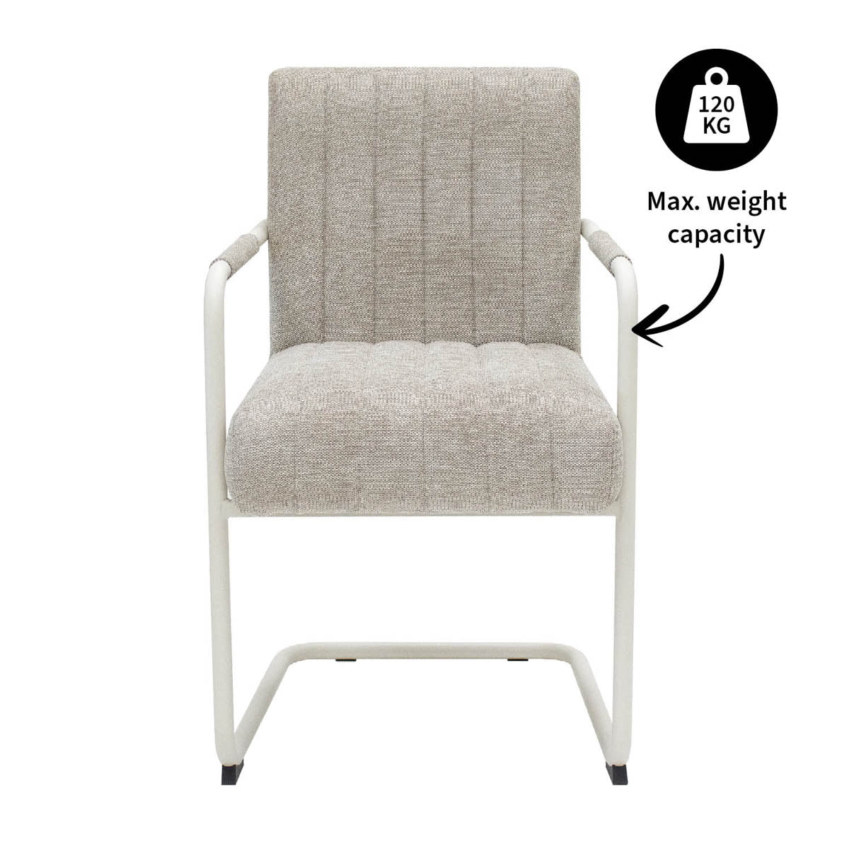 Sessel – Texture Stoff, Weißes Rohrgestell, Beige Farbe - Isa | Kick Collection