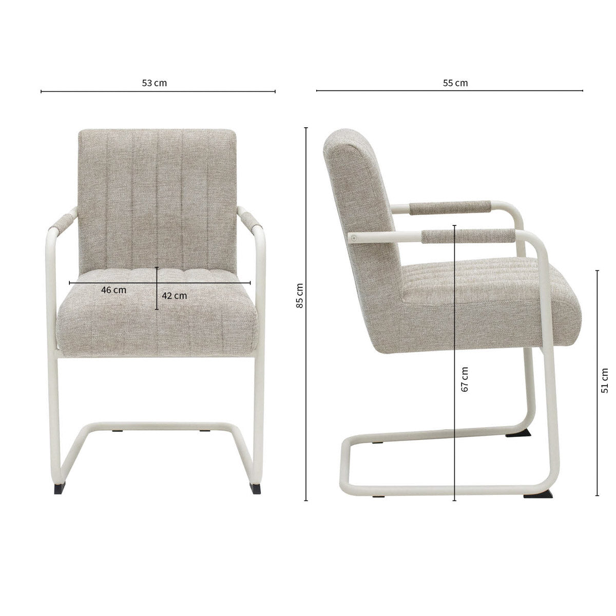 Sessel – Texture Stoff, Weißes Rohrgestell, Beige Farbe - Isa | Kick Collection