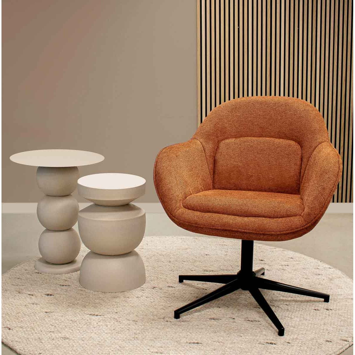 Relaxsessel – Texture Stoff, Drehfunktion Gestell, Terra Farbe - Lux | Kick Collection