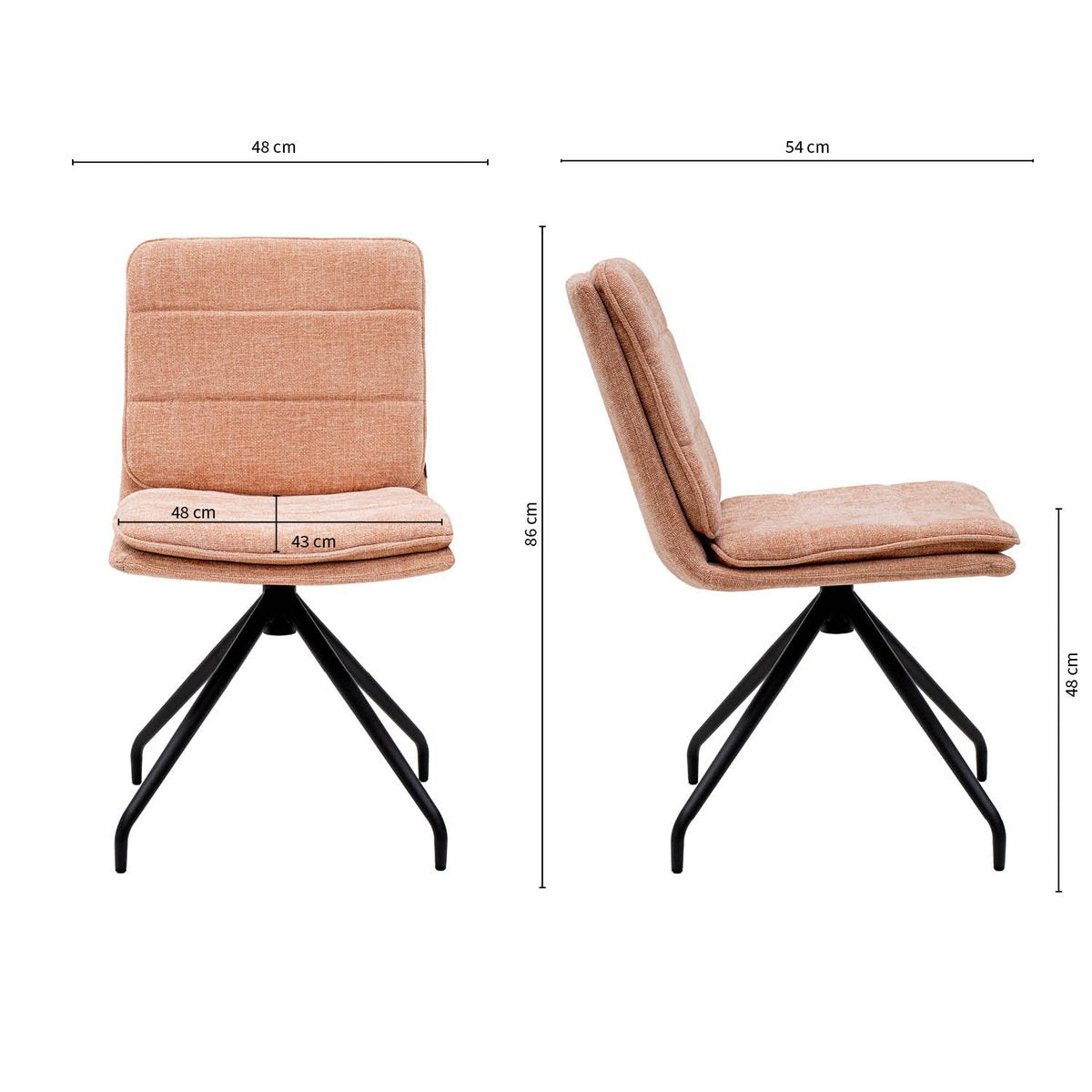 Esszimmerstuhl – Rosa Farbe, Texturstoff, 360° Drehfunktion - Aron | Kick Collection