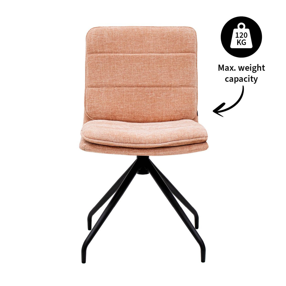 Esszimmerstuhl – Rosa Farbe, Texturstoff, 360° Drehfunktion - Aron | Kick Collection