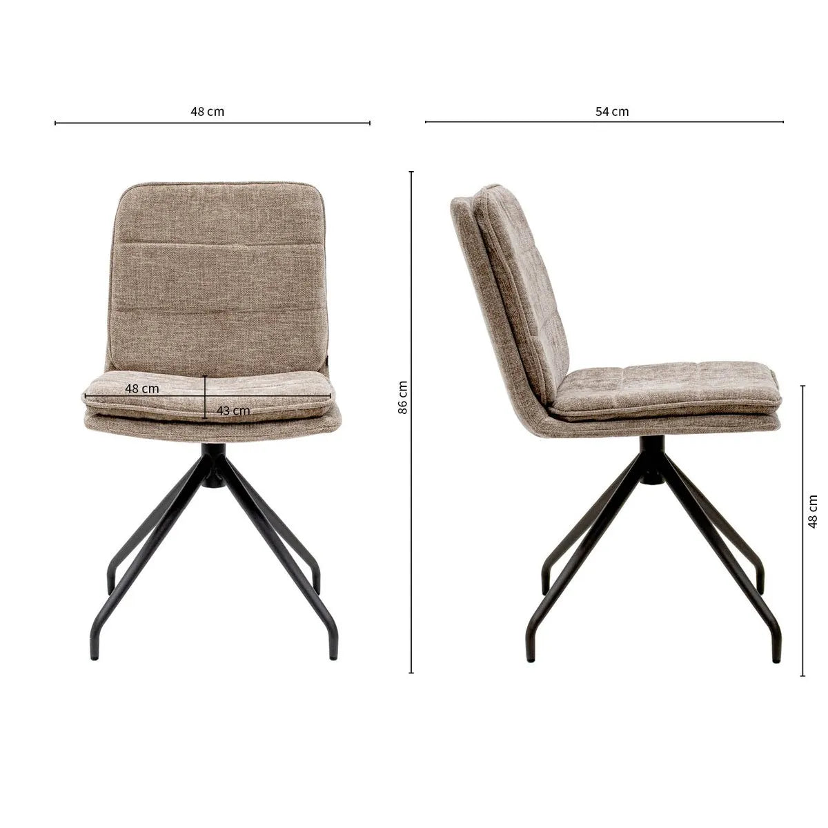 Esszimmerstuhl – Taupe Farbe, Texturstoff, 360° Drehfunktion - Aron | Kick Collection