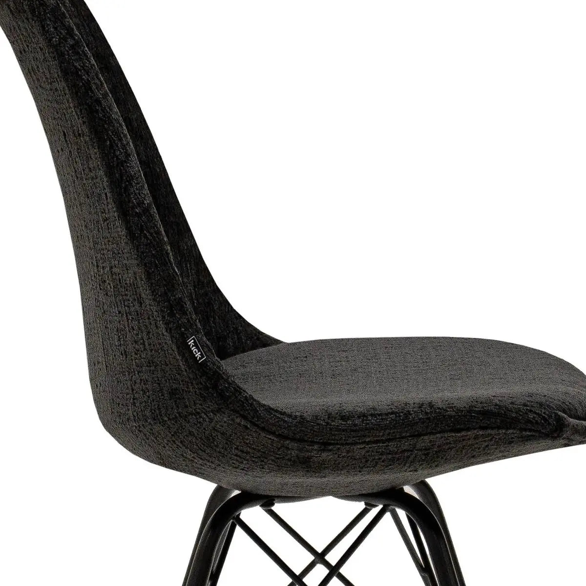 Esszimmerstuhl – Schwarze Farbe, Weicher Strukturstoff, Schwarzes Metallgestell - Bren | Kick Collection