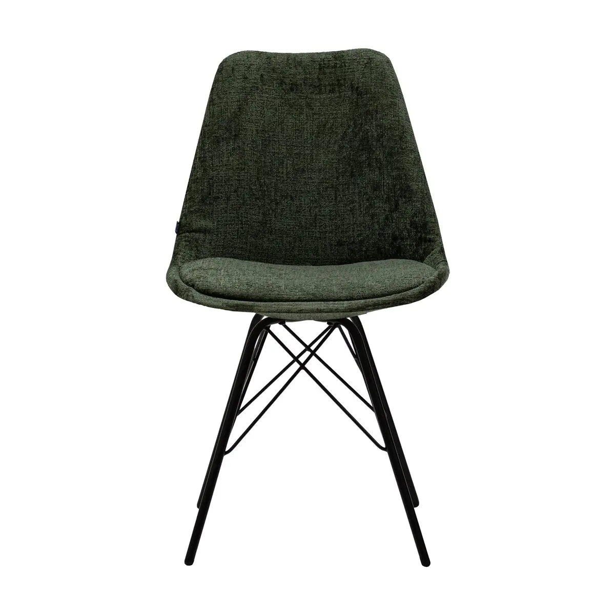 Esszimmerstuhl – Grüne Farbe, Weicher Strukturstoff, Schwarzes Metallgestell - Bren | Kick Collection