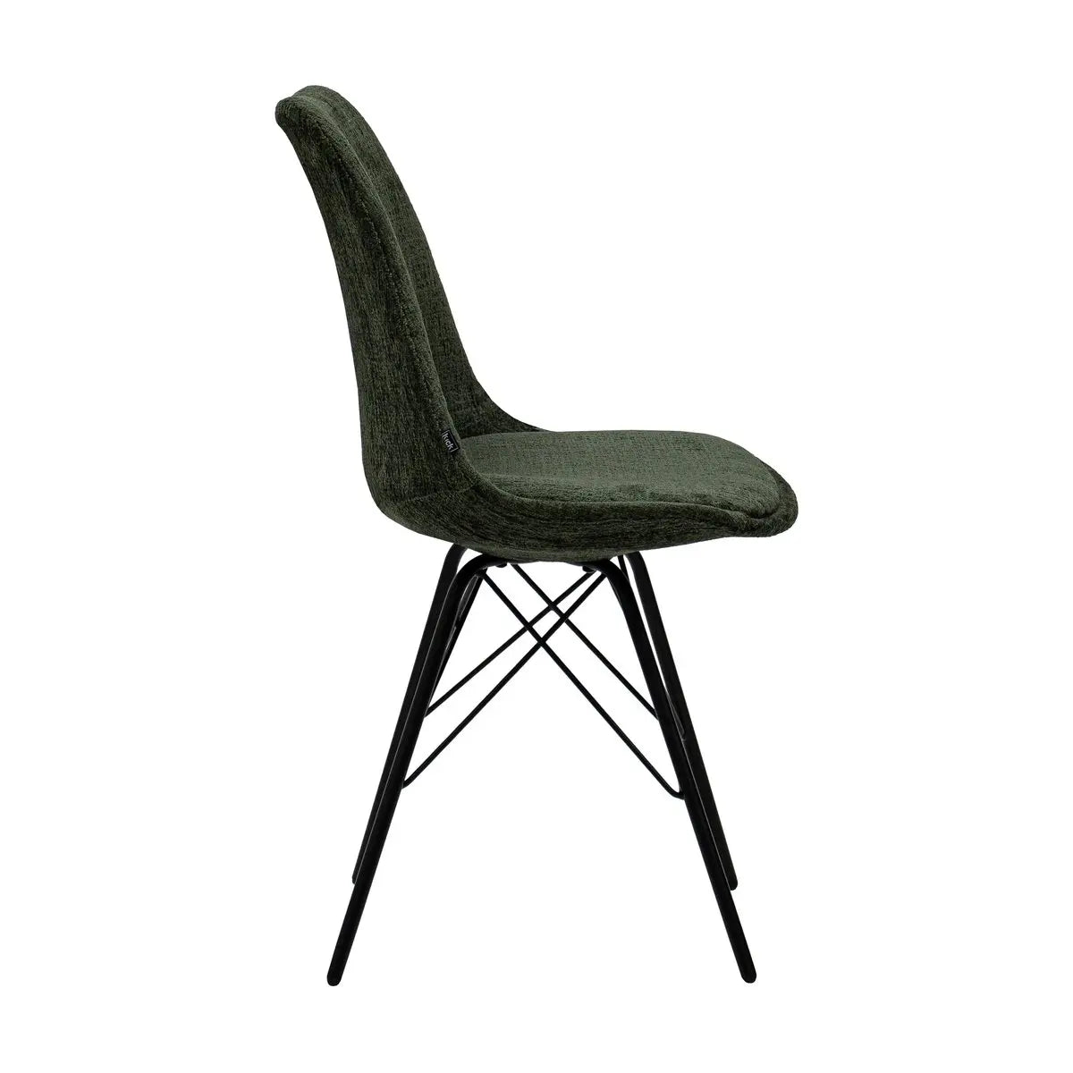 Esszimmerstuhl – Grüne Farbe, Weicher Strukturstoff, Schwarzes Metallgestell - Bren | Kick Collection