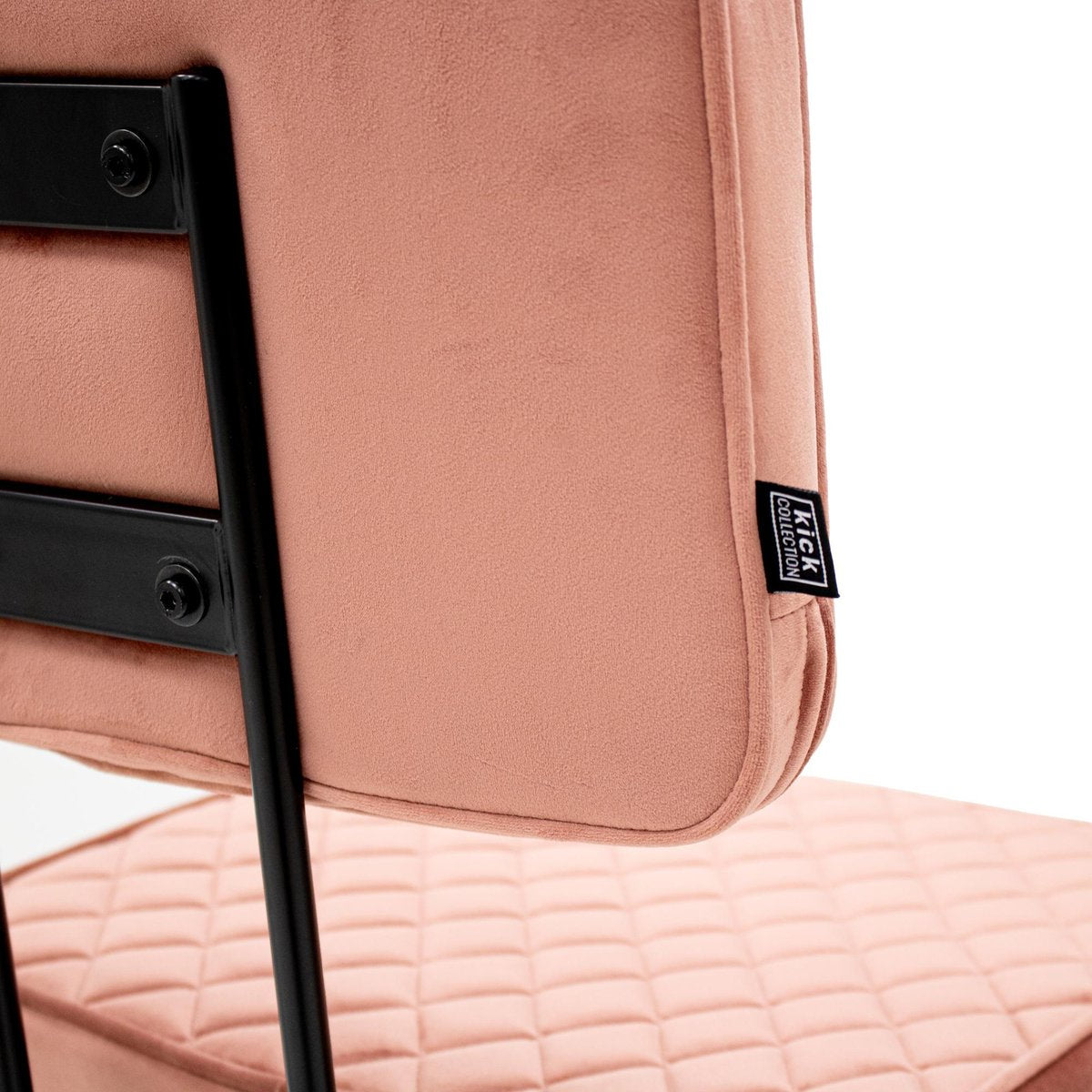 Esszimmerstuhl – Velvet Stoff, Rautensteppung, Rosa Farbe - Toby | Kick