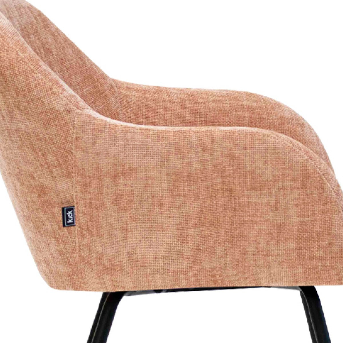 Esszimmerstuhl – Rosa Farbe, Weicher Stoff, Runde Rückenlehne - Arda | Kick Collection
