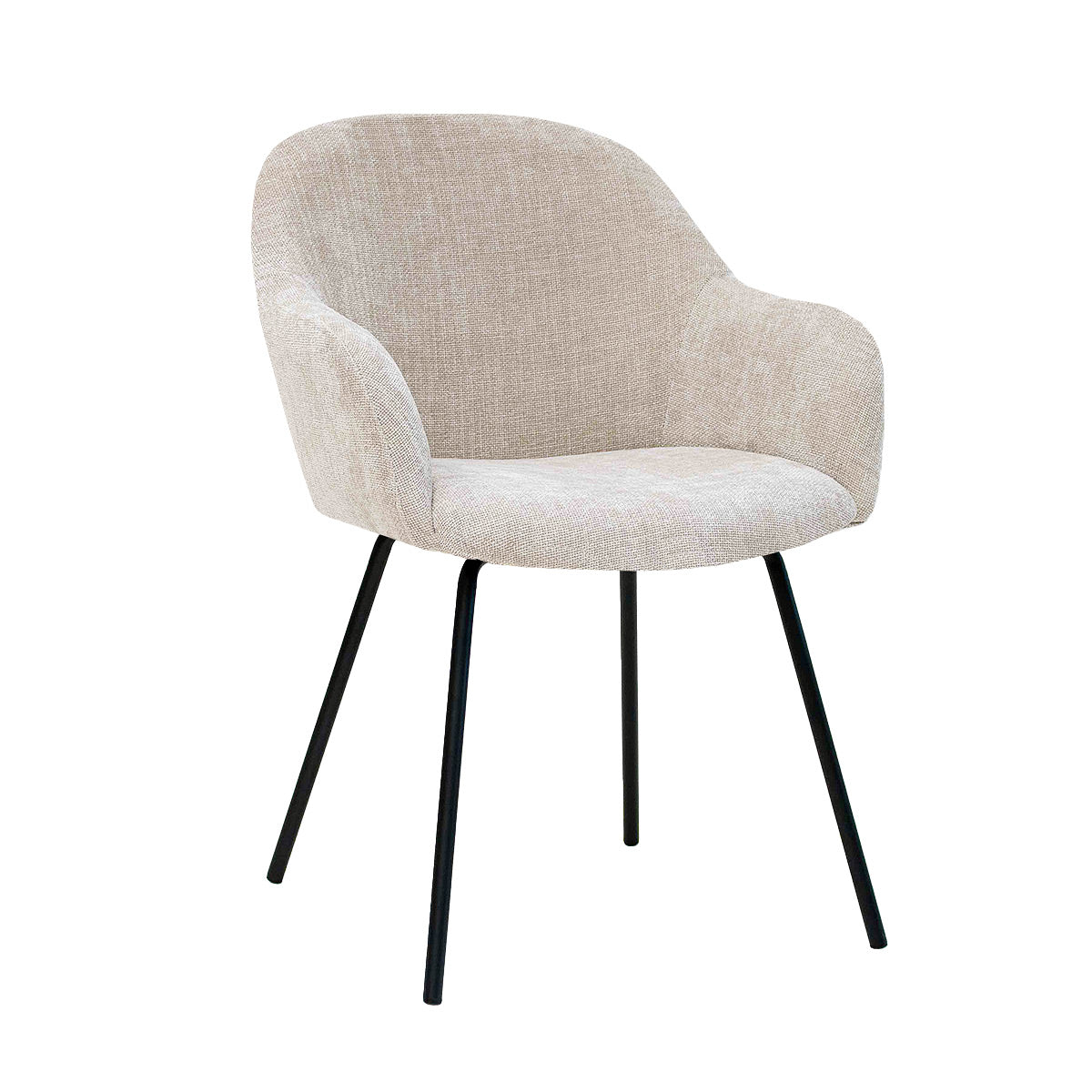 Dining Chair – Textured Fabric, Upholstered, Armrests, Champagne – Arda | Kick Collection