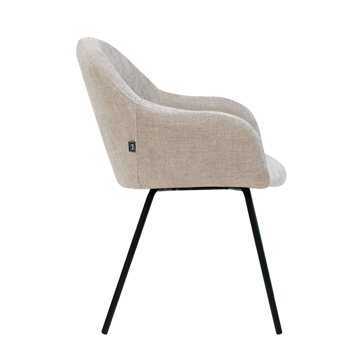 Dining Chair – Textured Fabric, Upholstered, Armrests, Champagne – Arda | Kick Collection