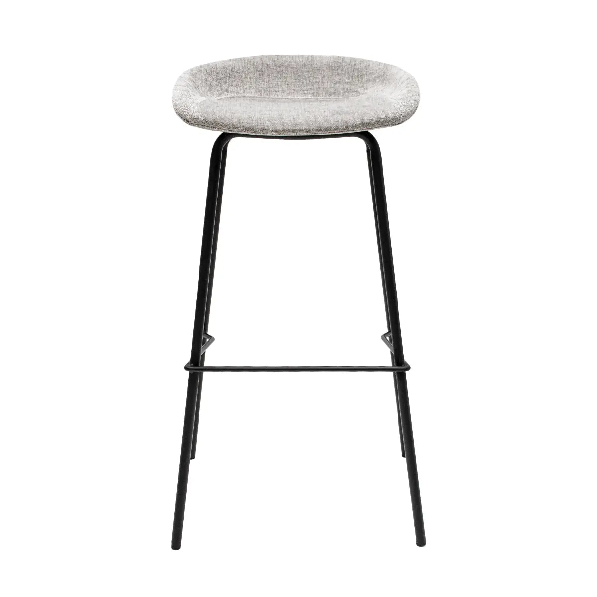 Barhocker – Strukturstoff Bezug, Schwarzes Metallgestell, Graue Farbe, 80 cm Höhe - Riga | Kick Collection