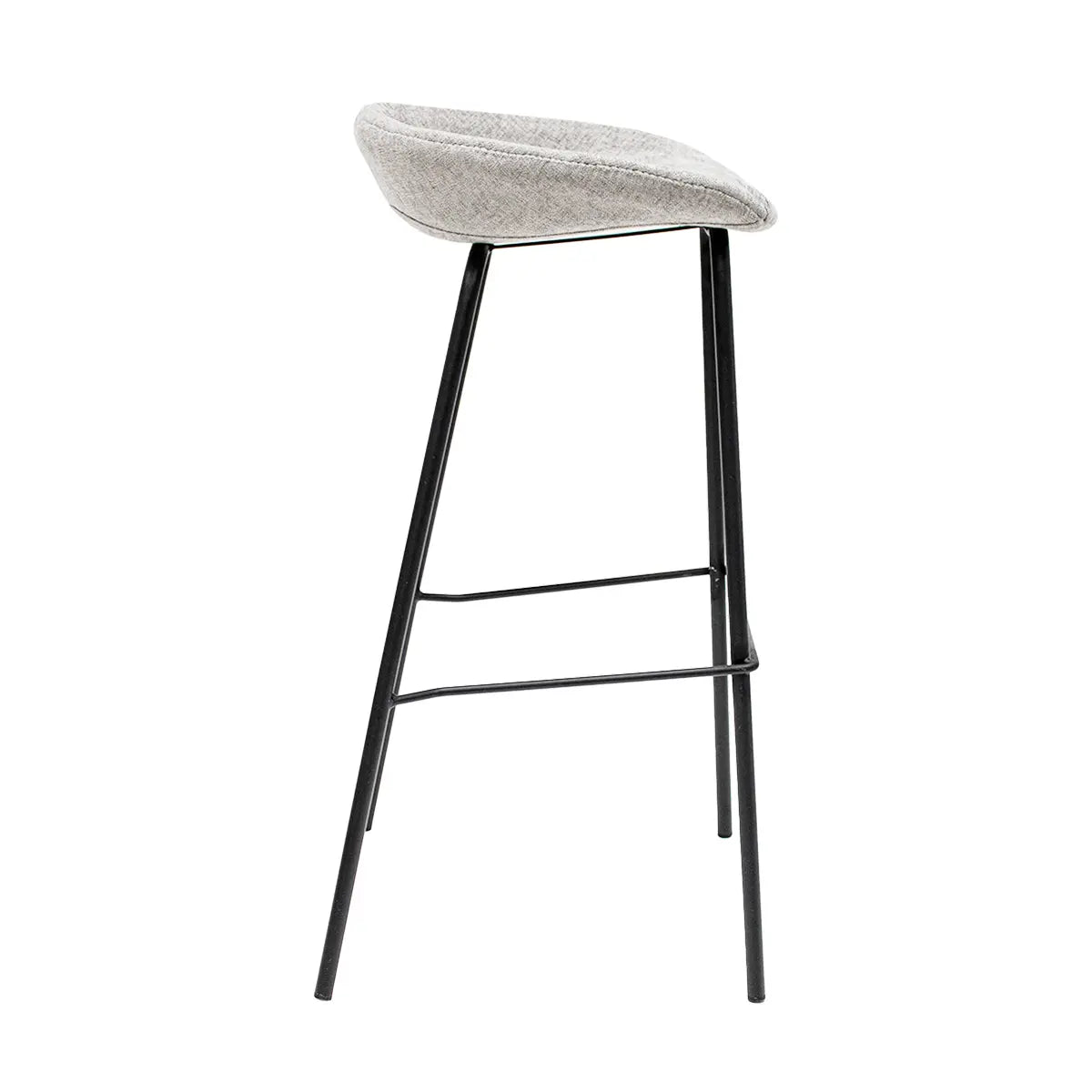 Barhocker – Strukturstoff Bezug, Schwarzes Metallgestell, Graue Farbe, 80 cm Höhe - Riga | Kick Collection