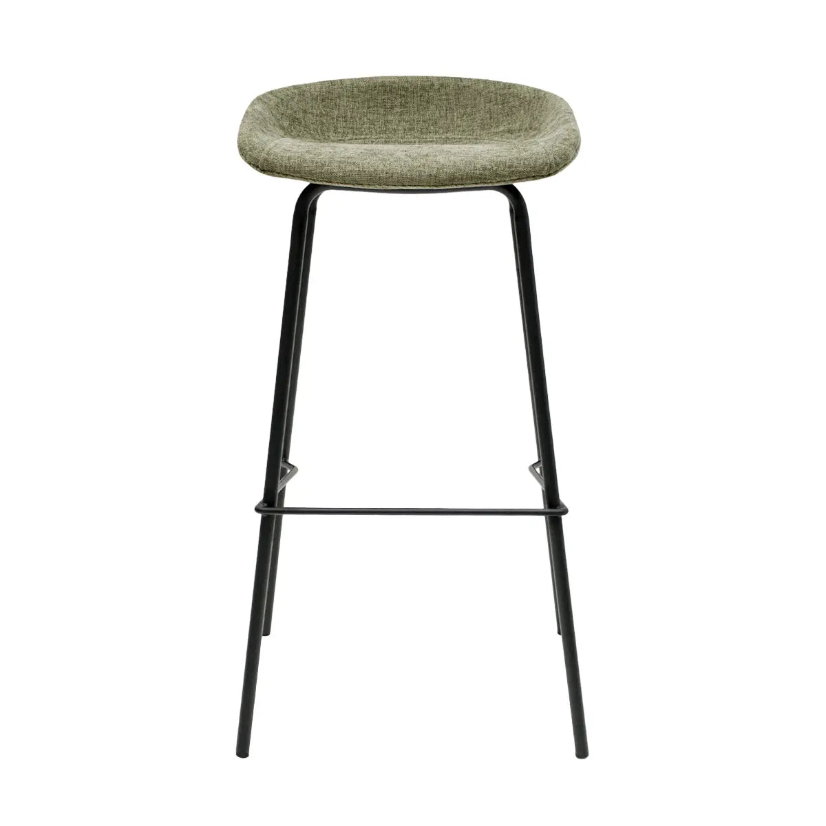 Barhocker – Strukturstoff Bezug, Schwarzes Metallgestell, Grüne Farbe, 80 cm Höhe - Riga | Kick Collection