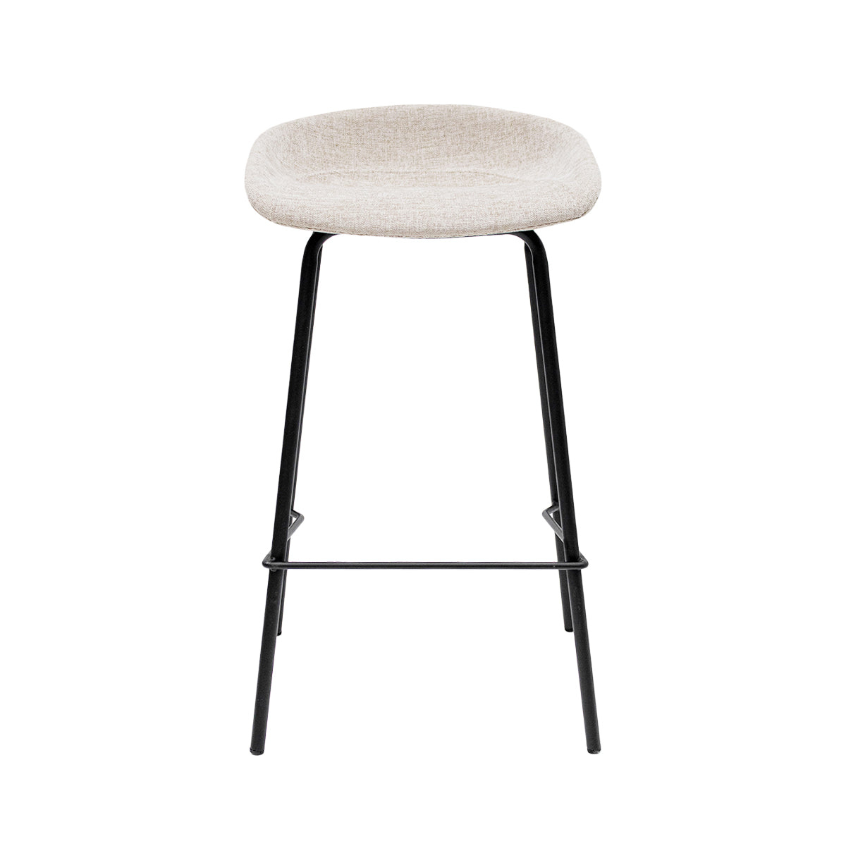Barhocker – Strukturstoff Bezug, Schwarzes Metallgestell, Champagne Farbe, 70 cm Höhe - Riga | Kick Collection
