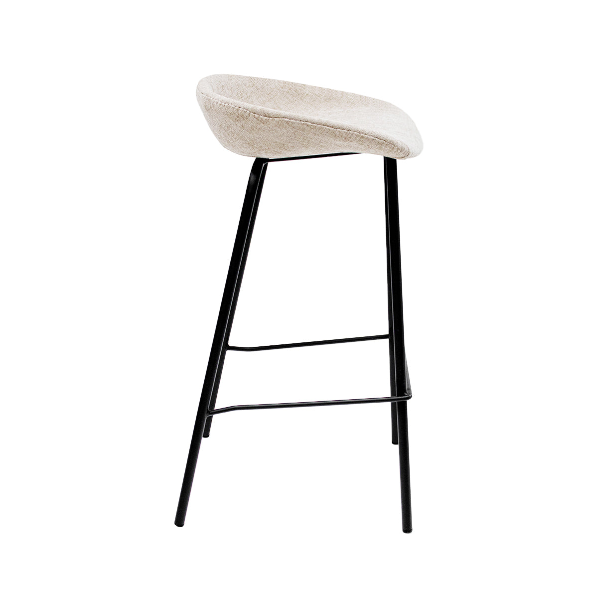 Barhocker – Strukturstoff Bezug, Schwarzes Metallgestell, Champagne Farbe, 70 cm Höhe - Riga | Kick Collection