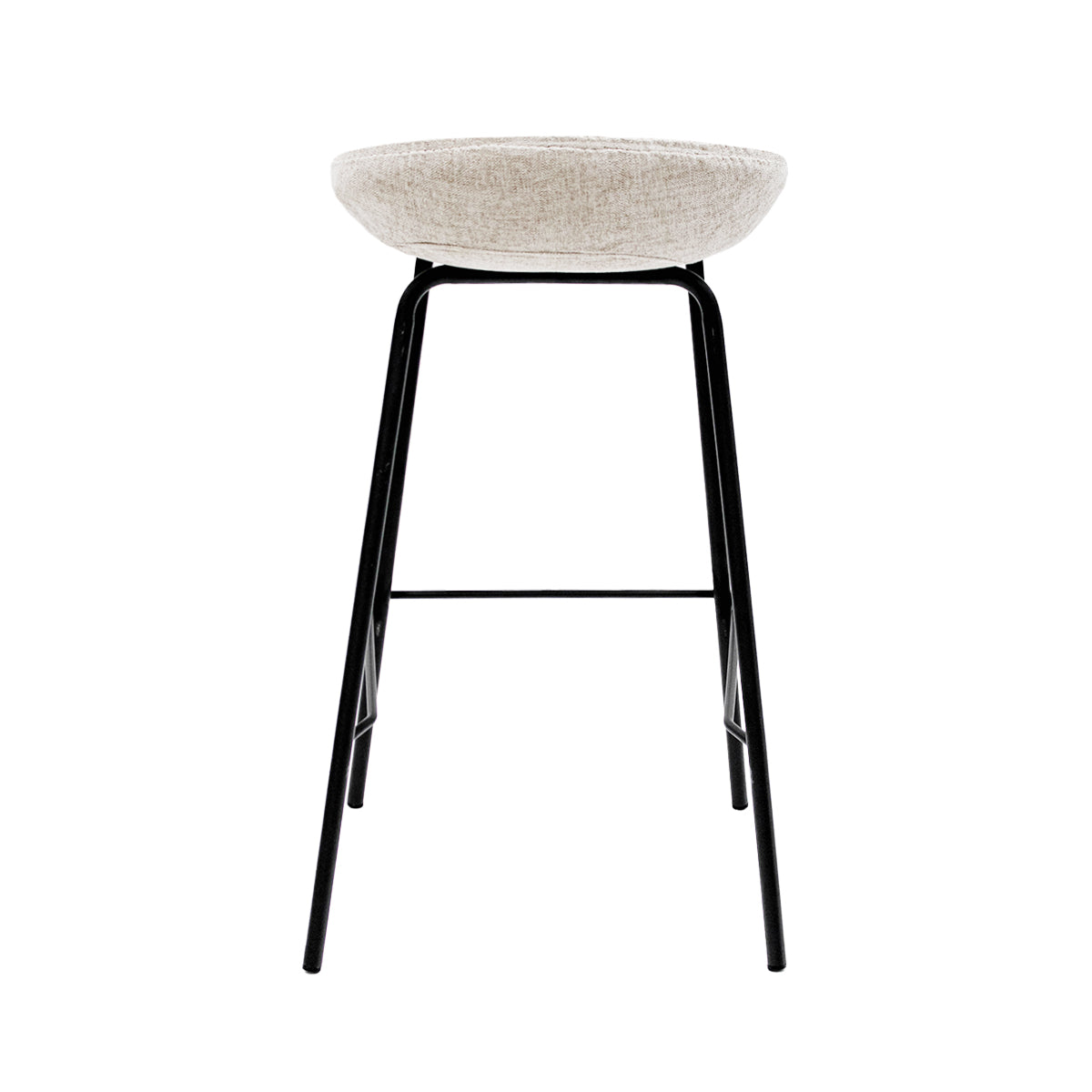 Barhocker – Strukturstoff Bezug, Schwarzes Metallgestell, Champagne Farbe, 70 cm Höhe - Riga | Kick Collection