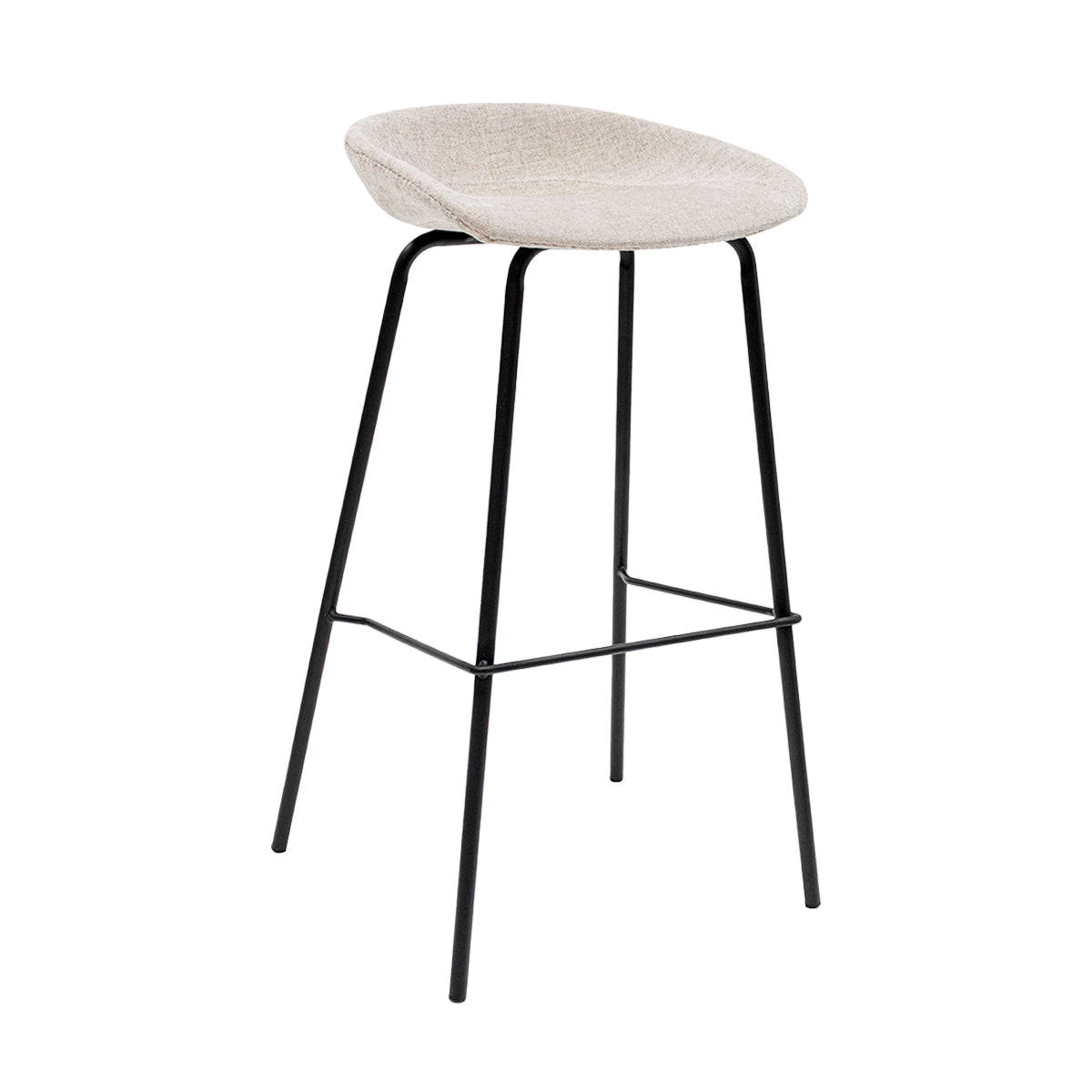 Barhocker – Strukturstoff Bezug, Schwarzes Metallgestell, Champagne Farbe, 80 cm Höhe - Riga | Kick Collection