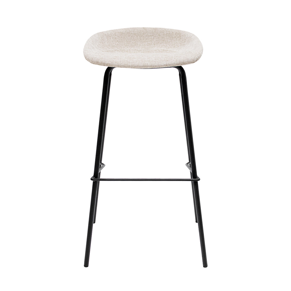 Barhocker – Strukturstoff Bezug, Schwarzes Metallgestell, Champagne Farbe, 80 cm Höhe - Riga | Kick Collection