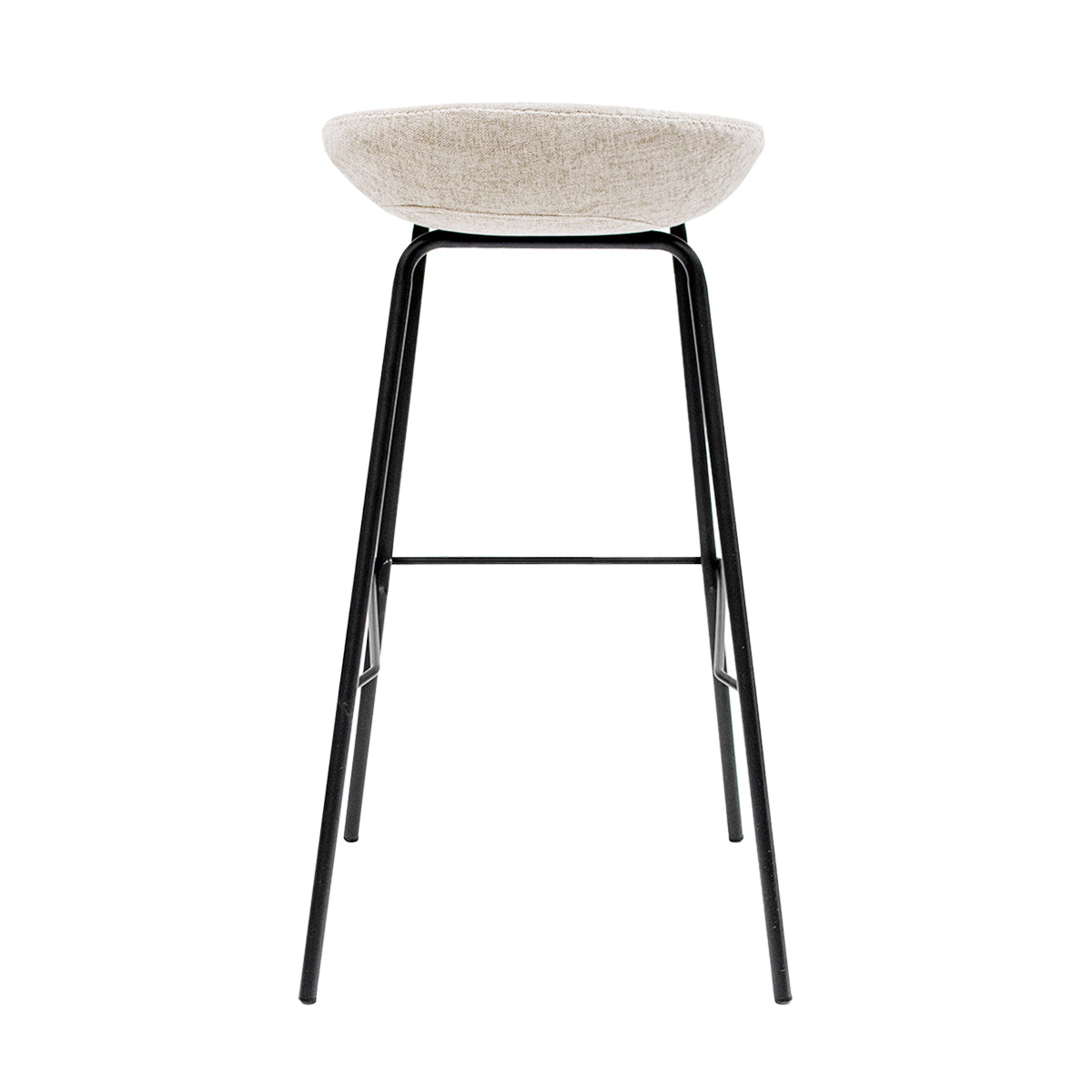 Barhocker – Strukturstoff Bezug, Schwarzes Metallgestell, Champagne Farbe, 80 cm Höhe - Riga | Kick Collection