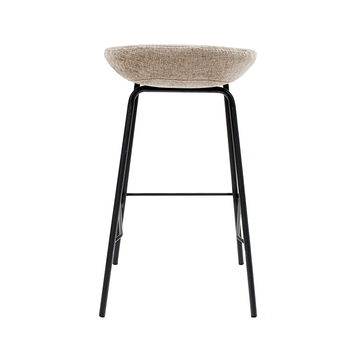 Barhocker – Strukturstoff Bezug, Schwarzes Metallgestell, Taupe Farbe, 70 cm Höhe - Riga | Kick Collection
