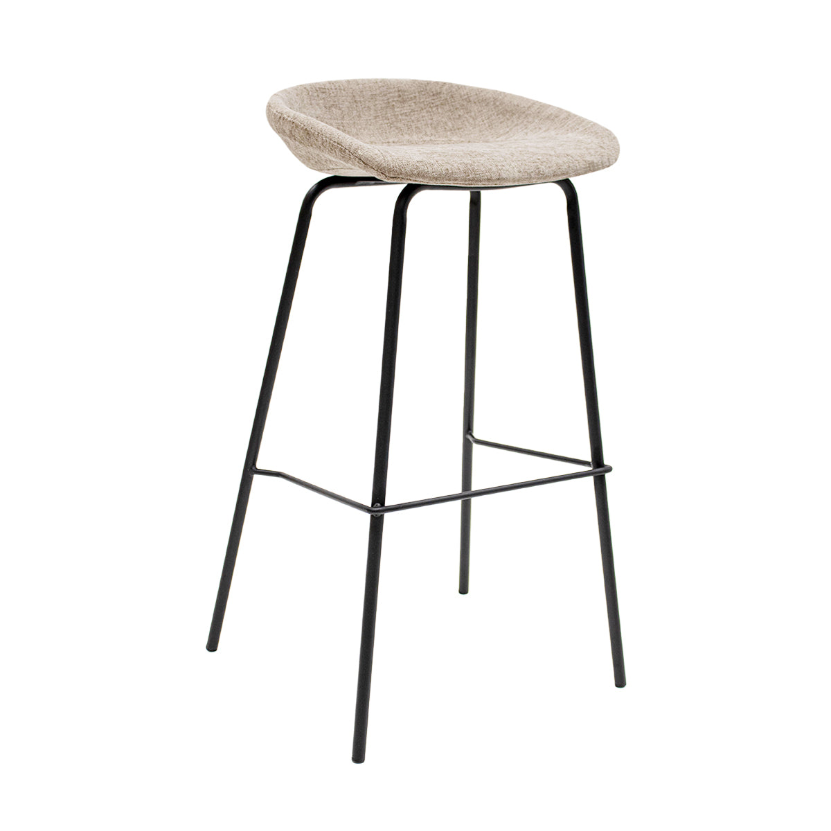 Barhocker – Strukturstoff Bezug, Schwarzes Metallgestell, Taupe Farbe, 80 cm Höhe - Riga | Kick Collection