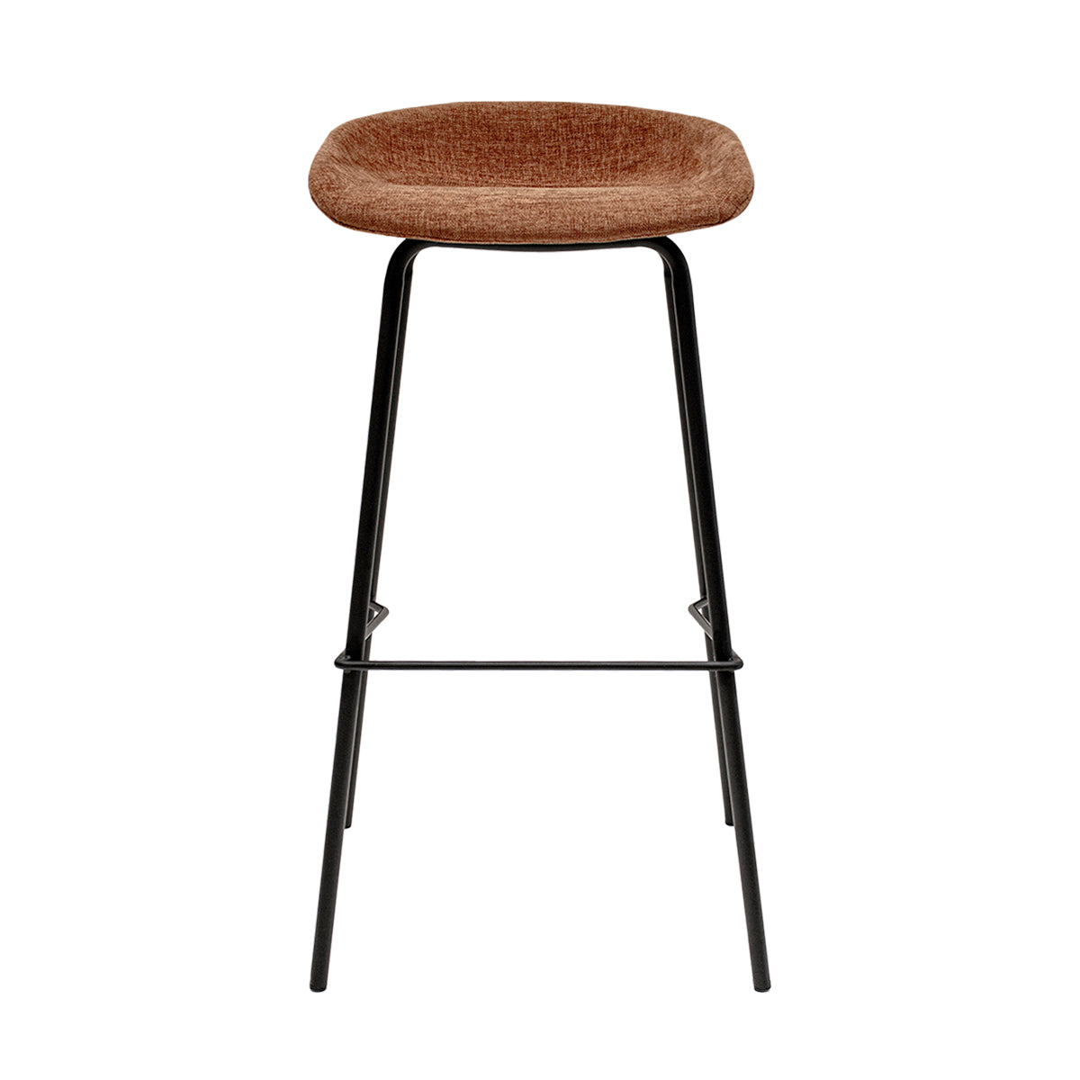 Barhocker – Strukturstoff Bezug, Schwarzes Metallgestell, Terra Farbe, 80 cm Höhe - Riga | Kick Collection