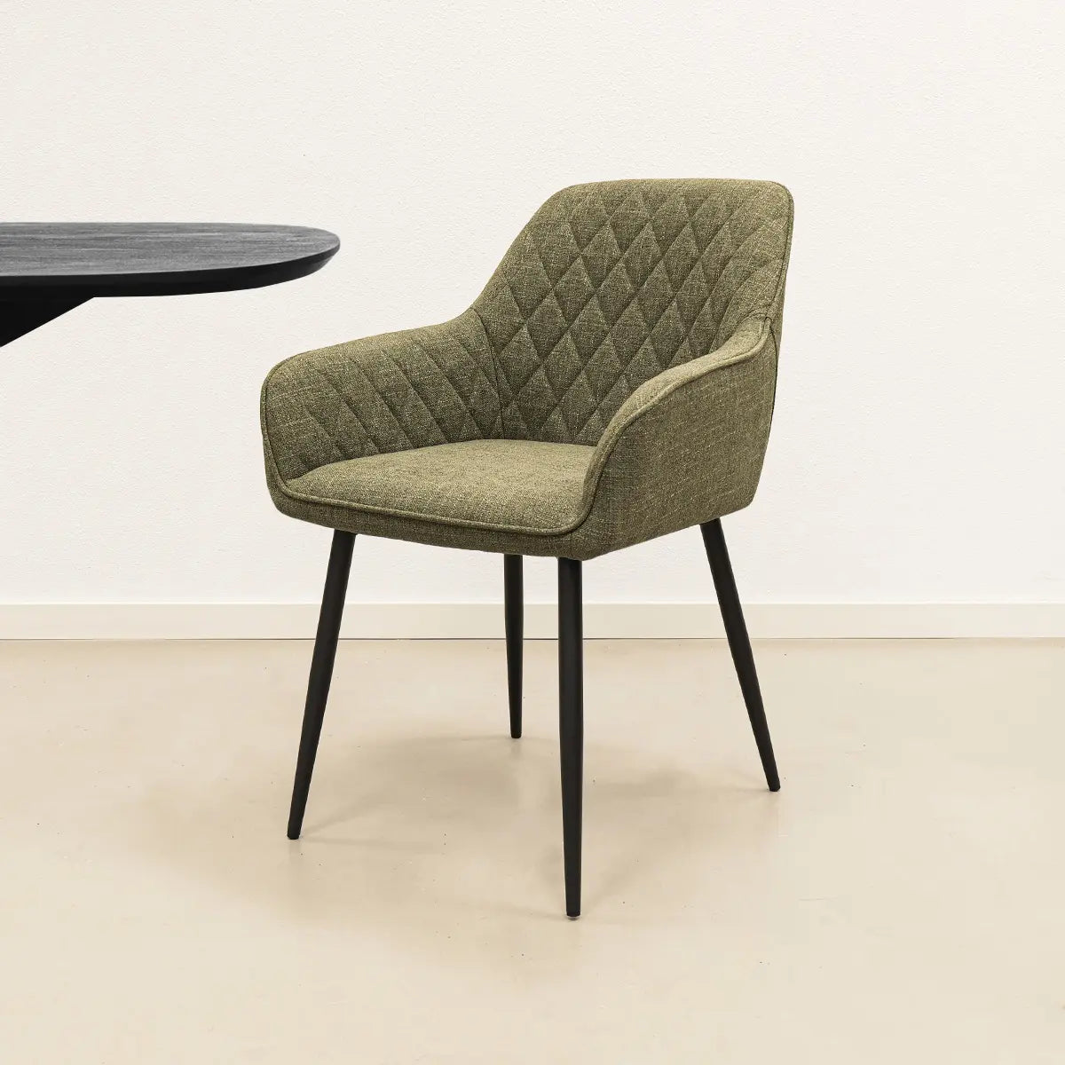 Esszimmerstuhl – Texture Stoff, Rautensteppung, Grüne Farbe - Jip | Kick Collection