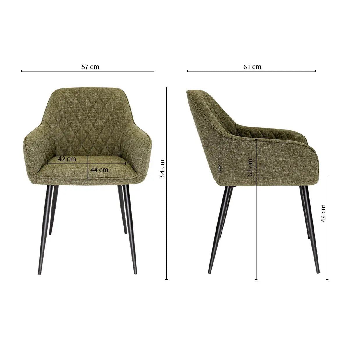 Esszimmerstuhl – Texture Stoff, Rautensteppung, Grüne Farbe - Jip | Kick Collection