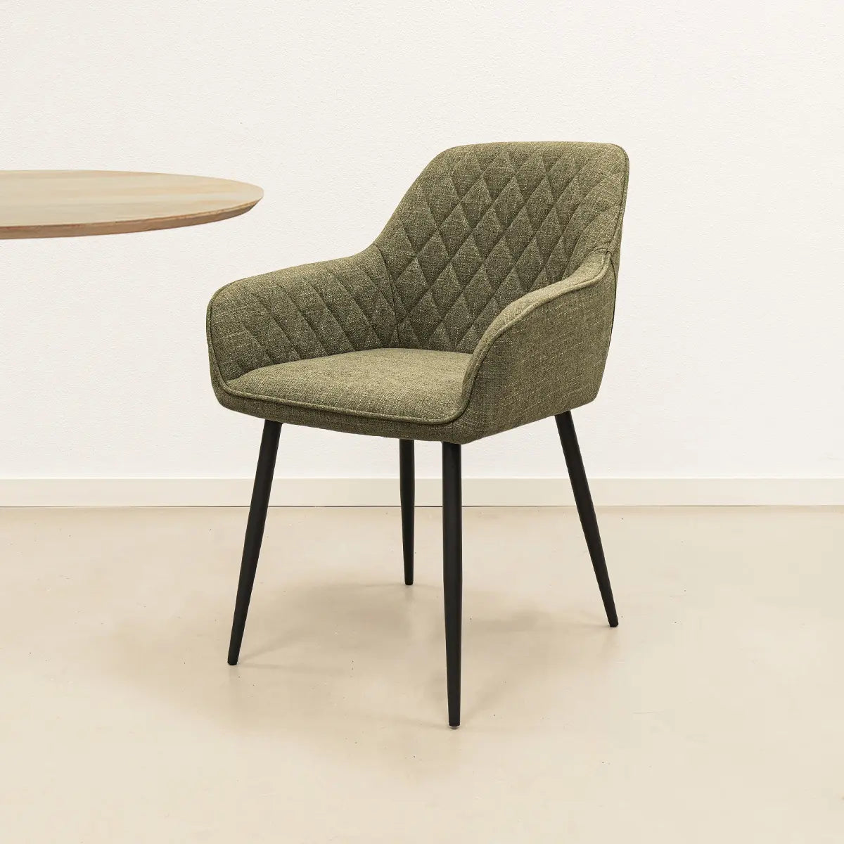 Esszimmerstuhl – Texture Stoff, Rautensteppung, Grüne Farbe - Jip | Kick Collection