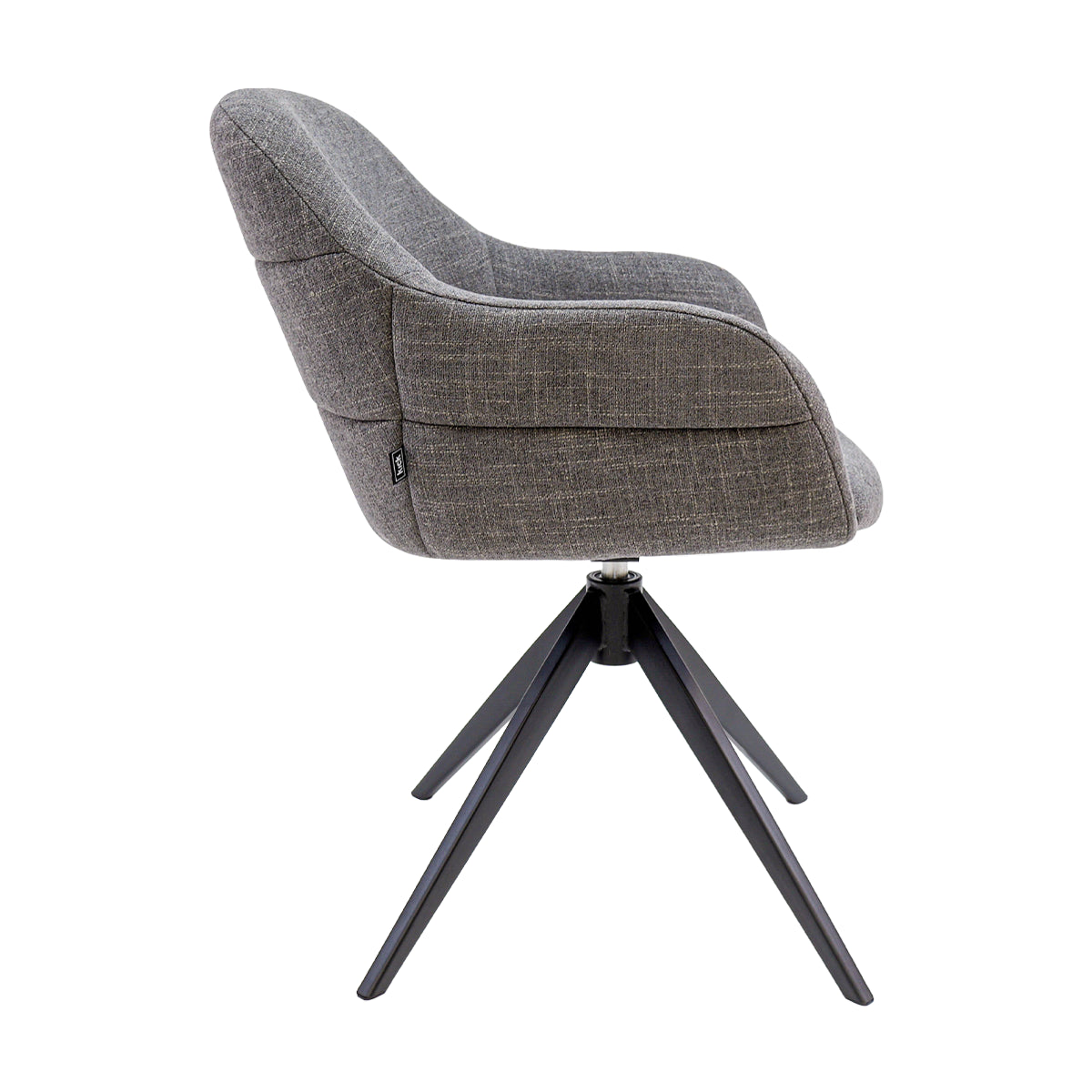 Drehstuhl – Strukturstoff Bezug, Drehbares Metallgestell, Dunkelgraue Farbe - Noel | Kick Collection