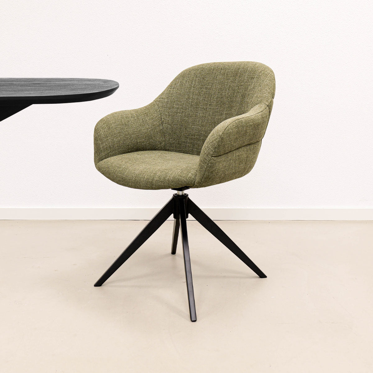 Drehstuhl – Strukturstoff Bezug, Drehbares Metallgestell, Grüne Farbe - Noel | Kick Collection