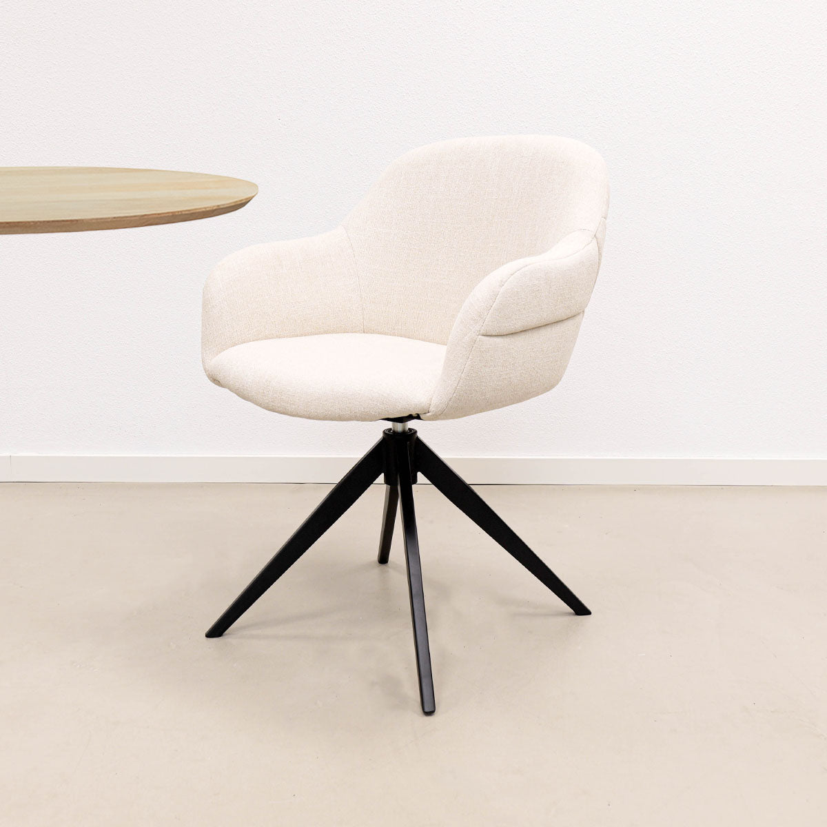 Drehstuhl – Strukturstoff Bezug, Drehbares Metallgestell, Champagne Farbe - Noel | Kick Collection