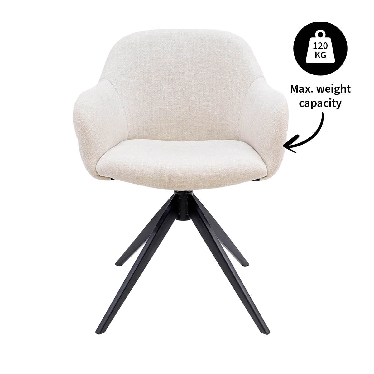 Drehstuhl – Strukturstoff Bezug, Drehbares Metallgestell, Champagne Farbe - Noel | Kick Collection